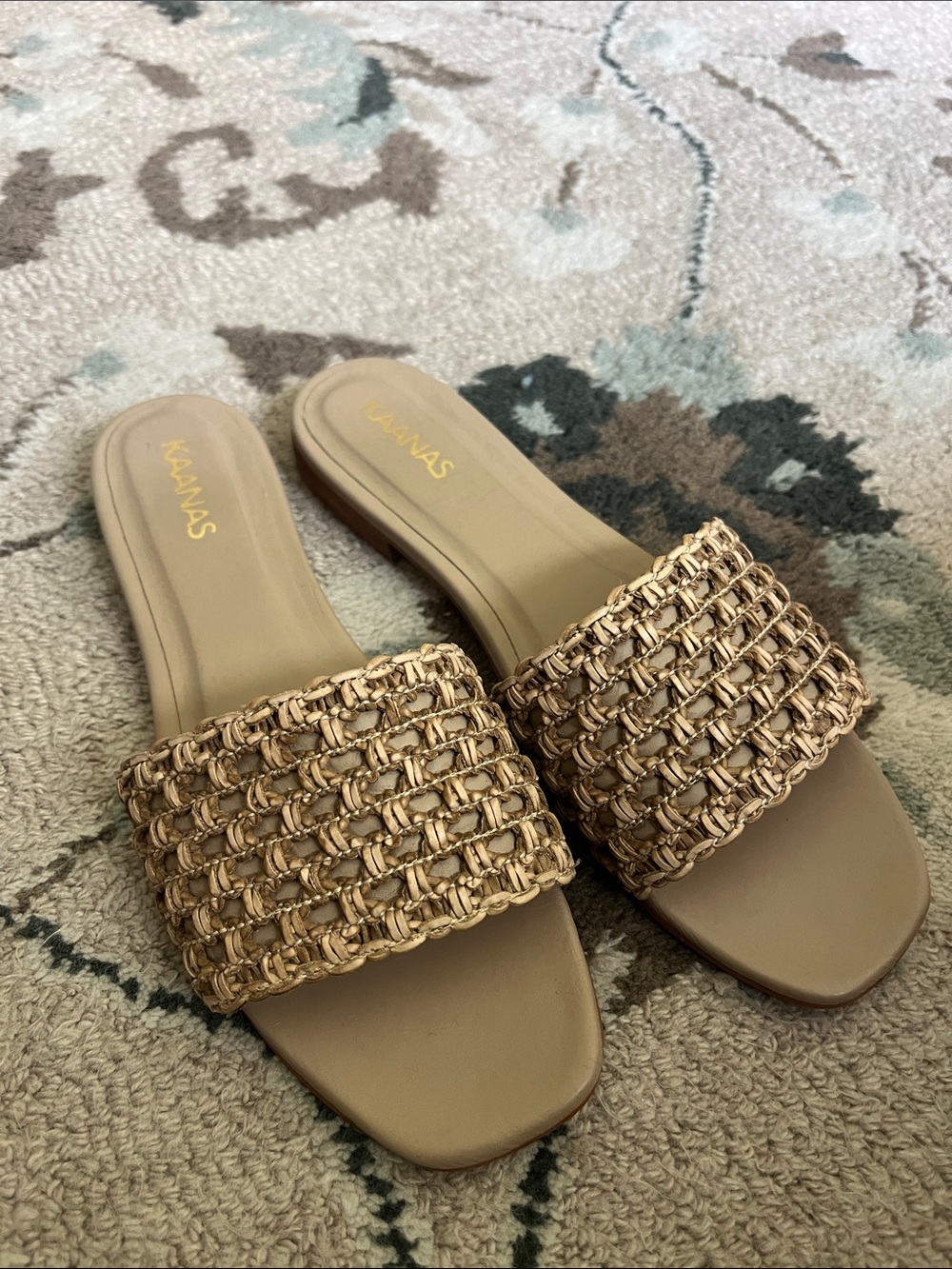 Kaanas Braided Slide Mules in Tan